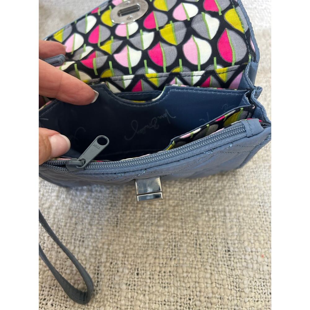 Vera Bradley Your Turn Blue Gray Wristlet/Clutch Wallet - Picture 4 of 6